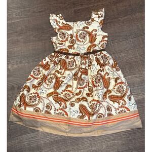 Janie and Jack Sleeveless Equestrian Paisley Brown Horse Tulle Dress Girls 5